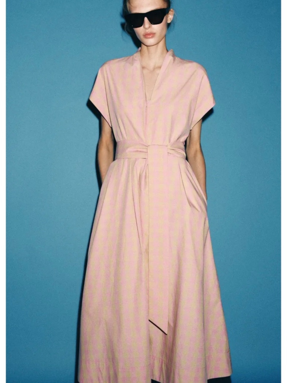Zara pink check poplin dress ZW collection NWT - Picture 5 of 7